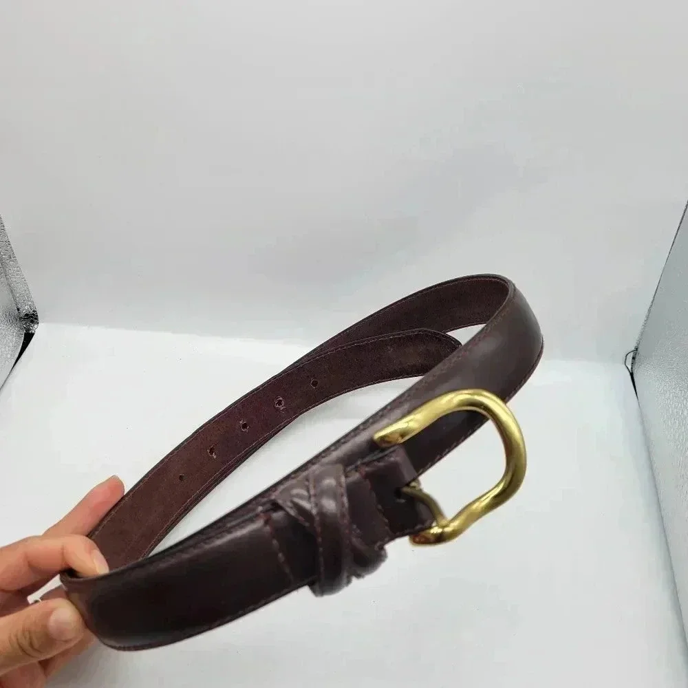 Beautiful! Kenneth Cole New York Lether Lined 40 Brown Solid Brass Buckle Belt